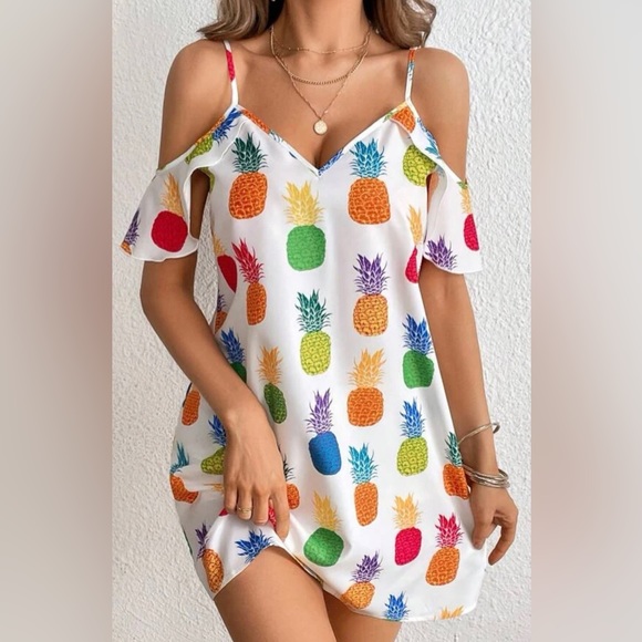 Dresses & Skirts - NWT Summer Pineapple Cold Shoulder Dress 🍍🍍🍍🍍🍍